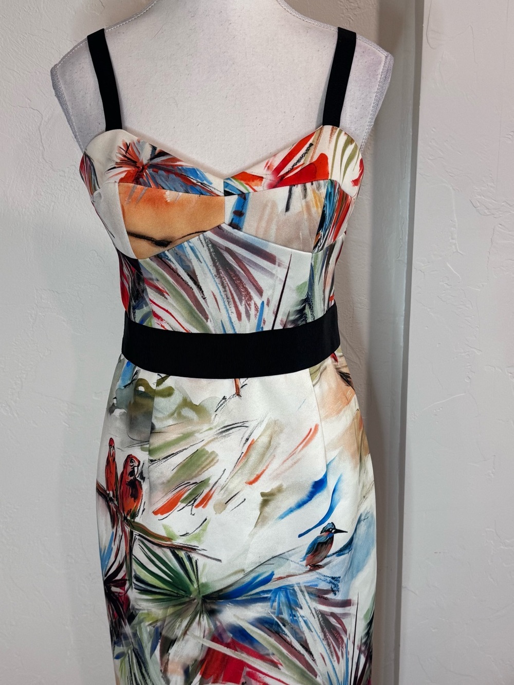 Milly “As Seen On Revenge” Louise Ellis Tropical Bird Bustier Sheath Dress - Picture 4 of 9